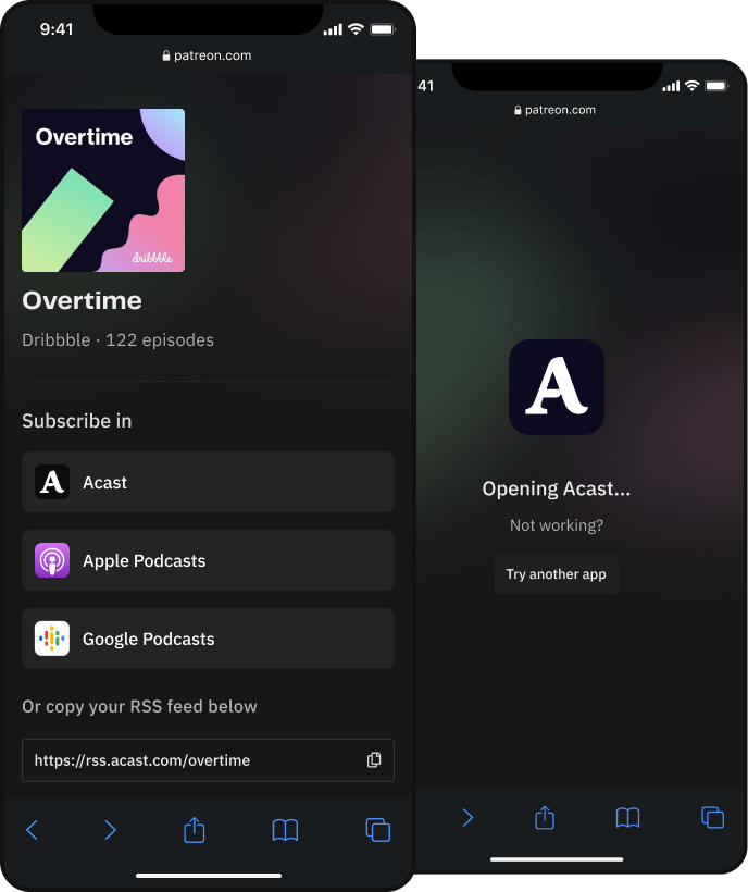 New design on mobile with direct app buttons.